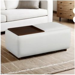 CHITA Storage Ottoman Bench Rectangle Footrest, Single in White