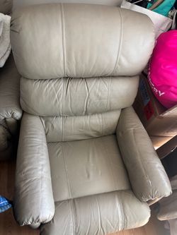 Beige Leather Armchair