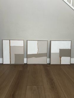 “CALM ELEMENTS” 5x2 Feet Triptych -3 Piece Custom Hand Painted Original Textured Art