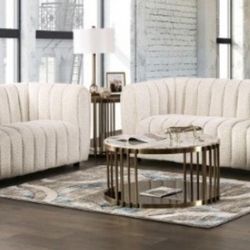 Brand New Off White Modern Style Sofa & Loveseat 