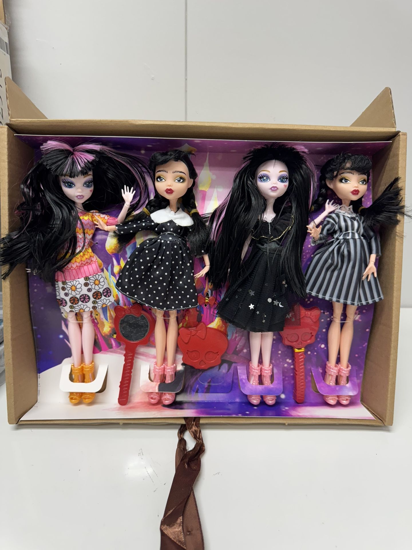 Monster Fashion High Dolls 11.5" Addams Halloween Ghouls with Accessories Girl Gift DIY Toys Ages 3-12.Multicolor