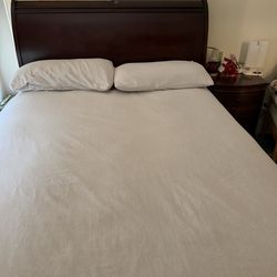 Beautiful wood bed with mattress
