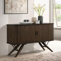 Brand New Walnut Wood Cabinet Sideboard Buffet Mid Century Modern Rustic Industrial Style