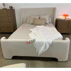 Taupe Chenille Queen / Eastern King Size Bed Frame  - Limited Time Offer 