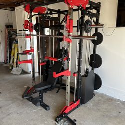 Smith Machine 200 | Adjustable Bench | 245lb Cast Iron Olympic Weights | 7ft Olympic Bar | Fitness | Gym Equipment | FREE DELIVERY/INSTALLATION 🚚 🛠️