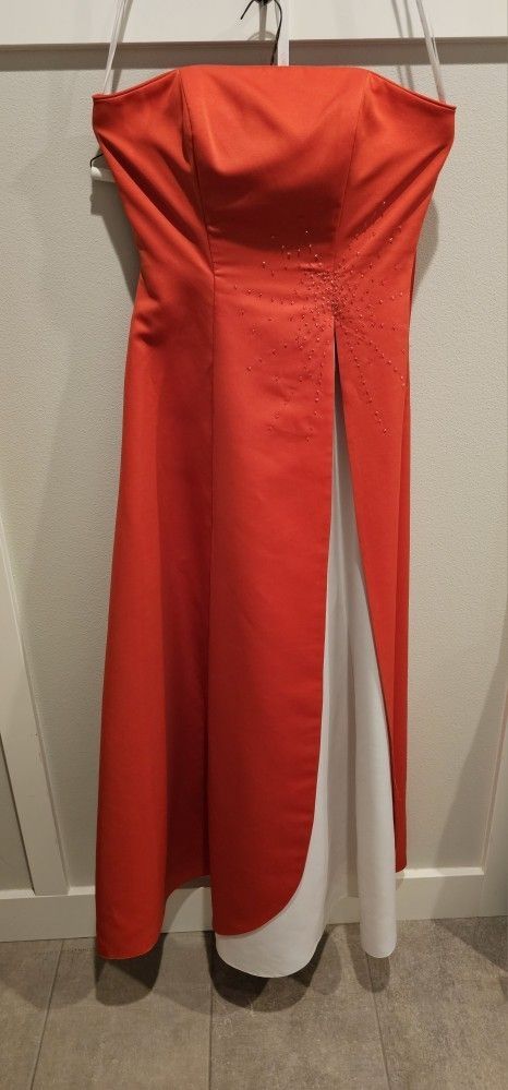 Orange Strapless Formal Dress And Matching Wrap