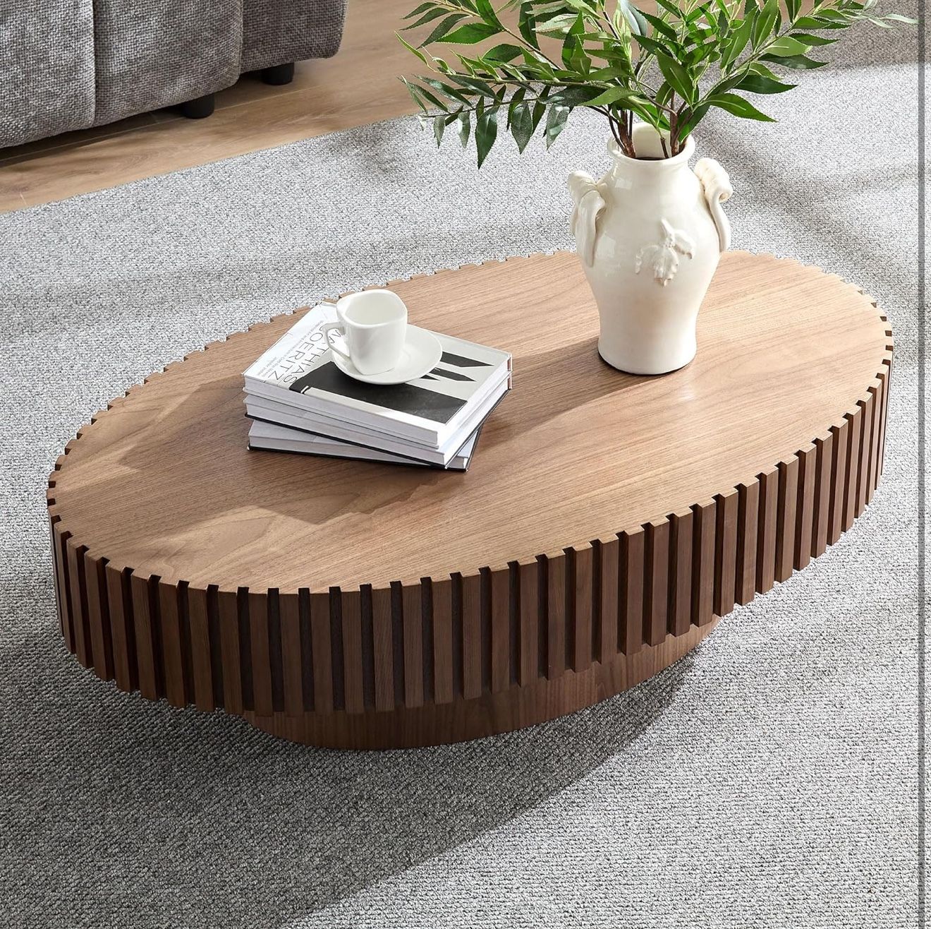 Solid Wood Oval Coffee Table