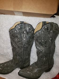 Corral gray glitter boots size 8.5, custom wide calf