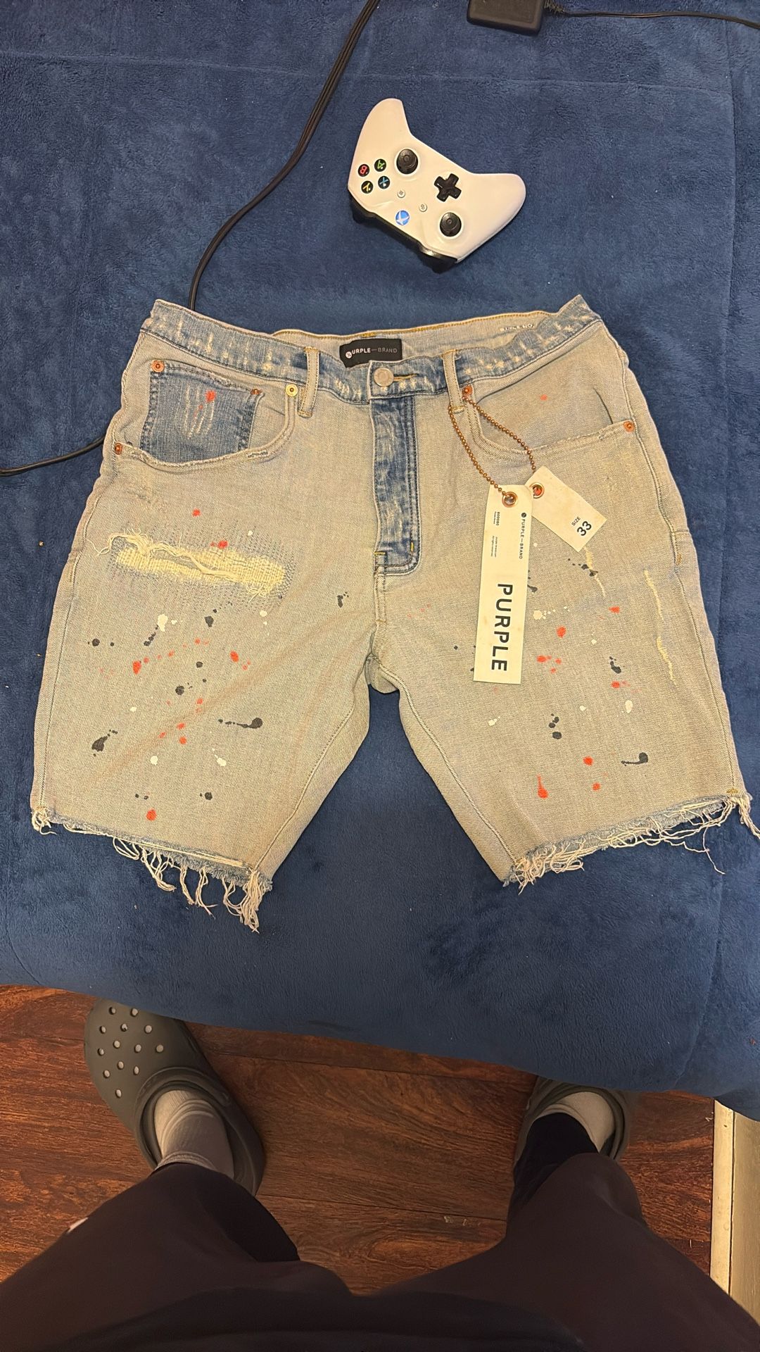 Light purple brand jean shorts