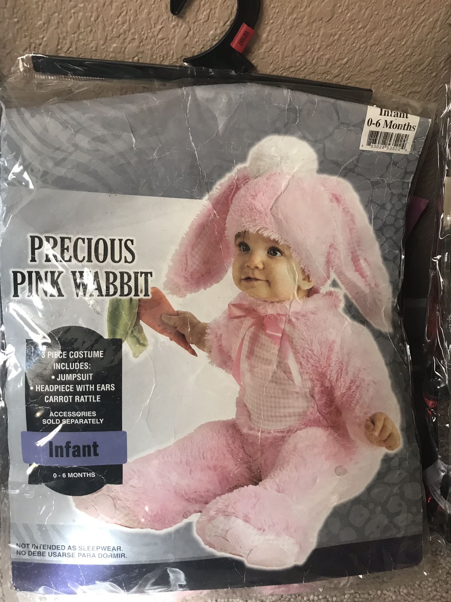 Infant precious pink rabbit costume.