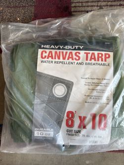 New unopened 8’ x 10’ canvas tarp
