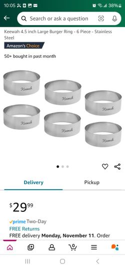 Keewah 4.5 inch Large Burger Ring - 6 Piece - Stainless Steel