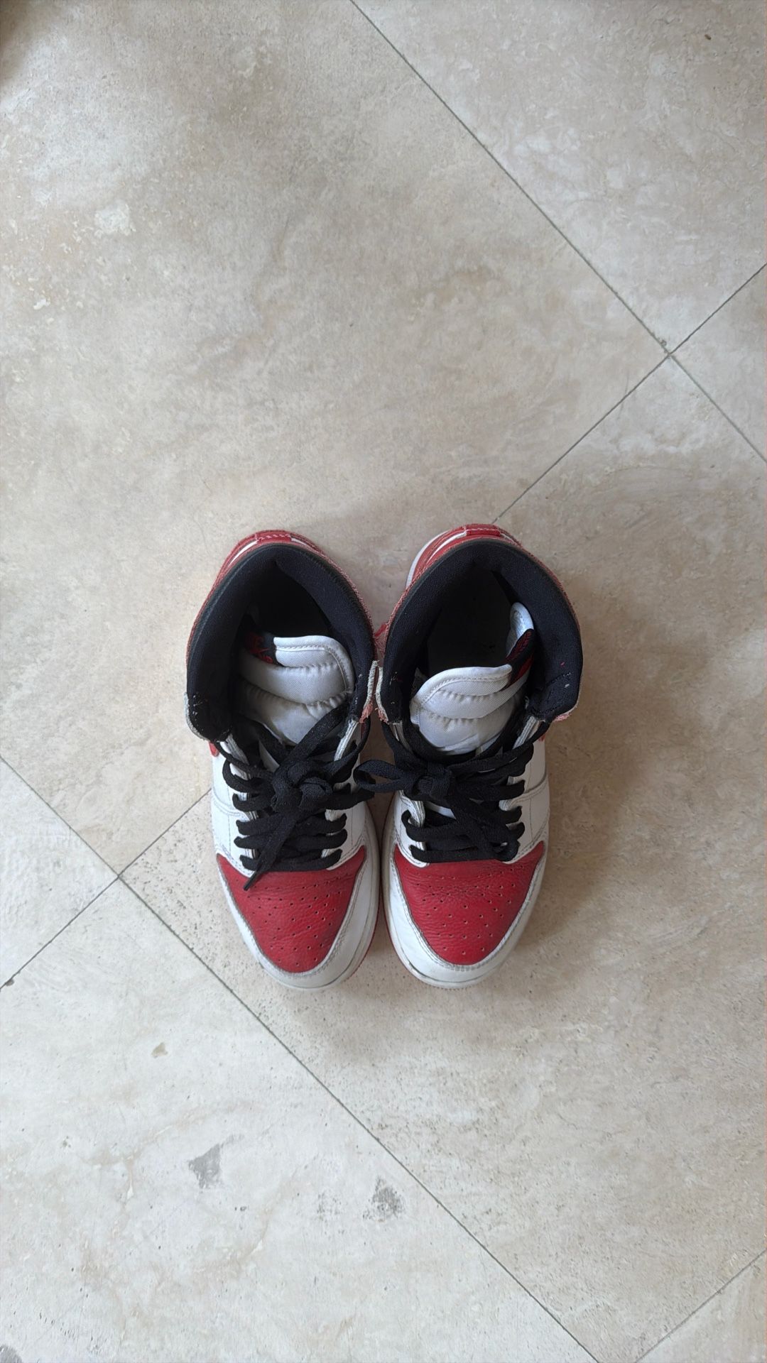 Nike Air Jordan Ones Red And White Size 7Y