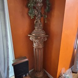 Solid Gold Plaster Brass Pedestal With Statue 