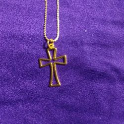 Gold Tone Cross Necklace 