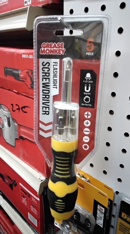 GREASE MONKEY SCREWDRIVER FLASHLIGHT 5PIECE