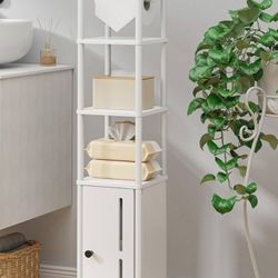 Toilet Paper Holder Stand – Compact Bathroom Storage Cabinet for Extra Rolls and Small Items