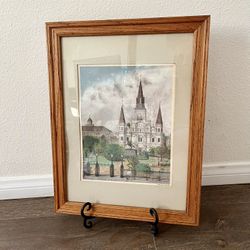 St. Louis Cathedral New Orleans Print 1983 Archie’s Sketches in Wooden Frame 