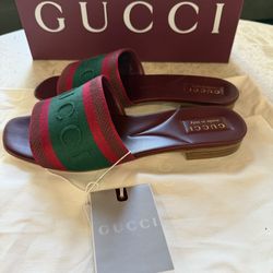 Gucci Jane Raso Seta Sandal Red/Green Size 38/US 8