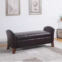 New coaster Upholstered Brown Faux Leather Bench