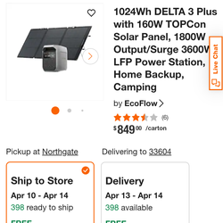EcoFlow DELTA 3 Plus 1024Wh with 110W Solar Panel & Trolley