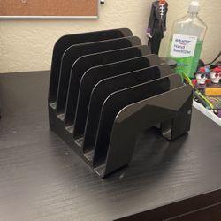 File Rack Office Desk Organizer, 5 Section Office Desktop Document Sorter | Desk File Holder | The Mesh Collection, Black