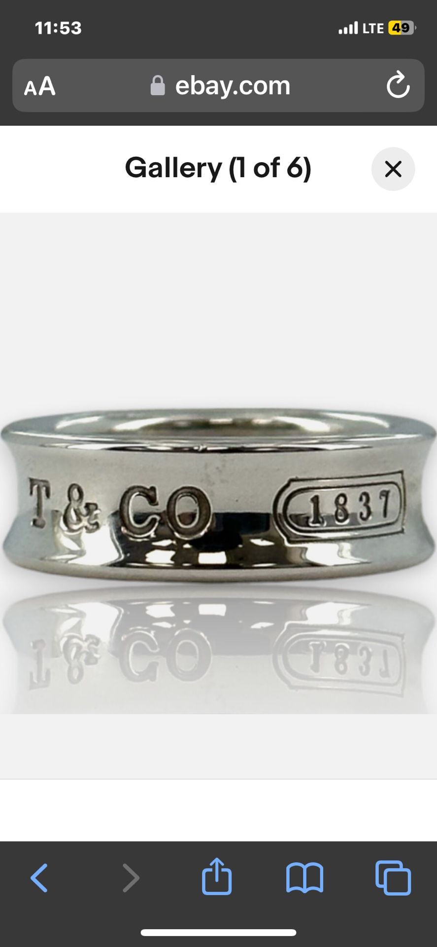 T & CO Vintage 925 Silver Band Brand Ring