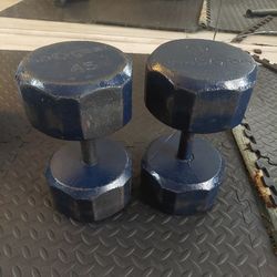 pair of 45lb sa gear hex head dumbells (90lbs total)