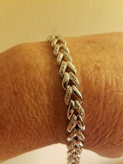 STERLING SILVER AND DIAMOND BRACELET 8" 13.7 grams