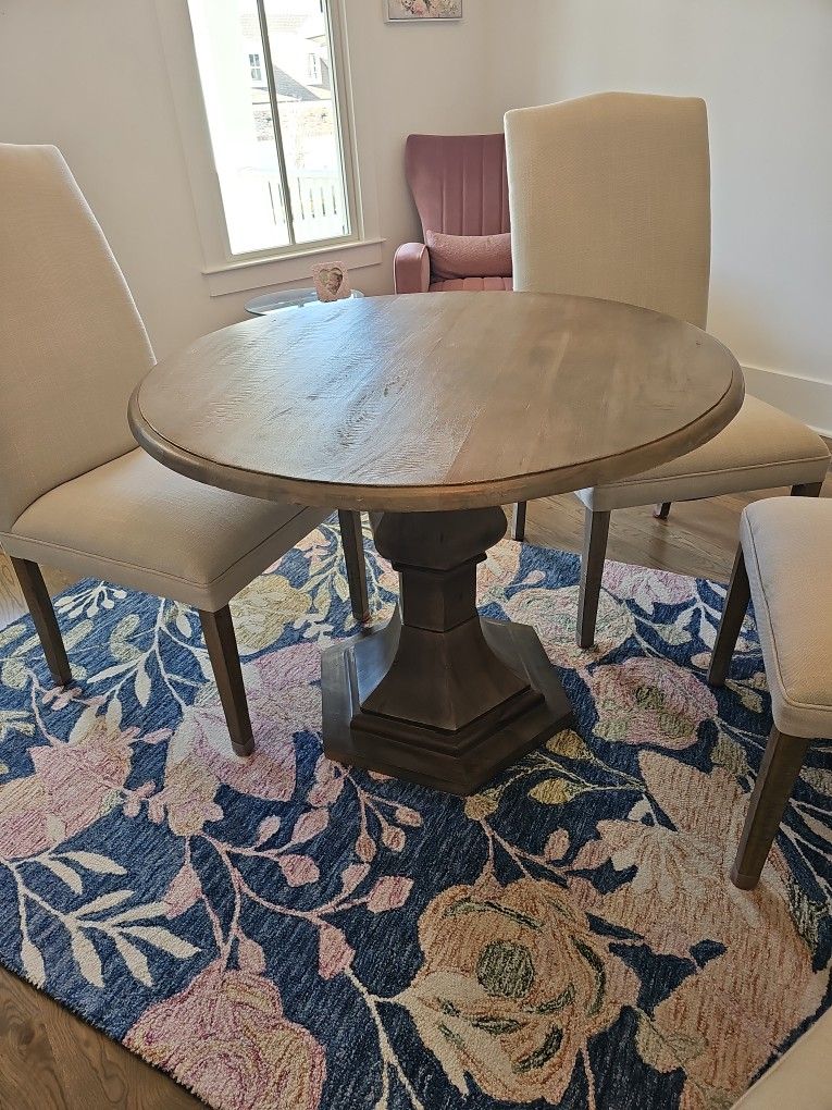 Wood Pedestal Table and 4 Chairs