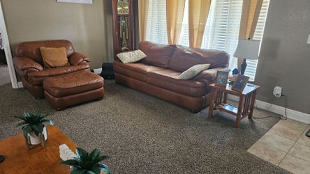 Brown leather furniture
