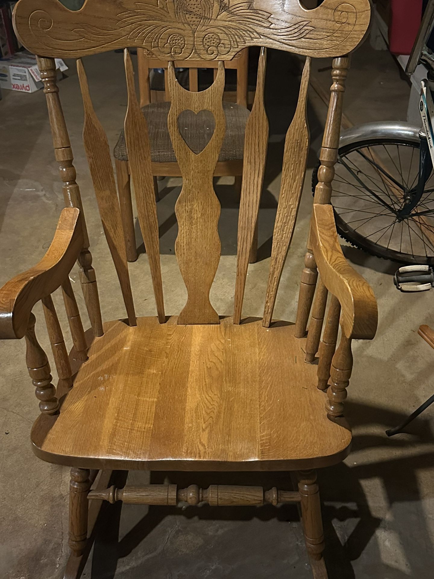 Solid Oak Sweetheart Rocking Chair