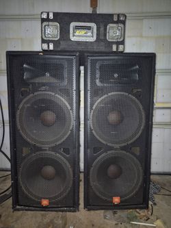 Complete Pro PA System: JBL  Dual 15" Speakers (Pair), Crown Amp, JG Power Conditioner & Rack Case