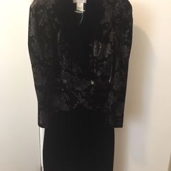 Vintage Scott McClintock Velvet Jacket Black Size 4 with Black Skirt Size 2