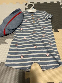 Boys Baseball Romper And Hat Set - Baby (6 Months)