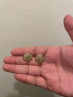 14k Gold Chunky Nugget Earrings