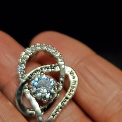 Love You To The Moon And Back Silvertone With Clear Rhinestones Pendant