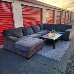 *Free delivery* Ashley U sectional couch dark gray soft suede like couch only Comfortable great conditon