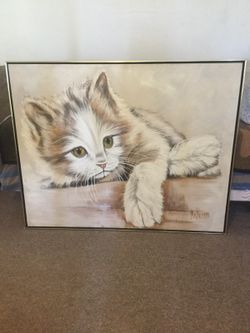 Cat painting canvas