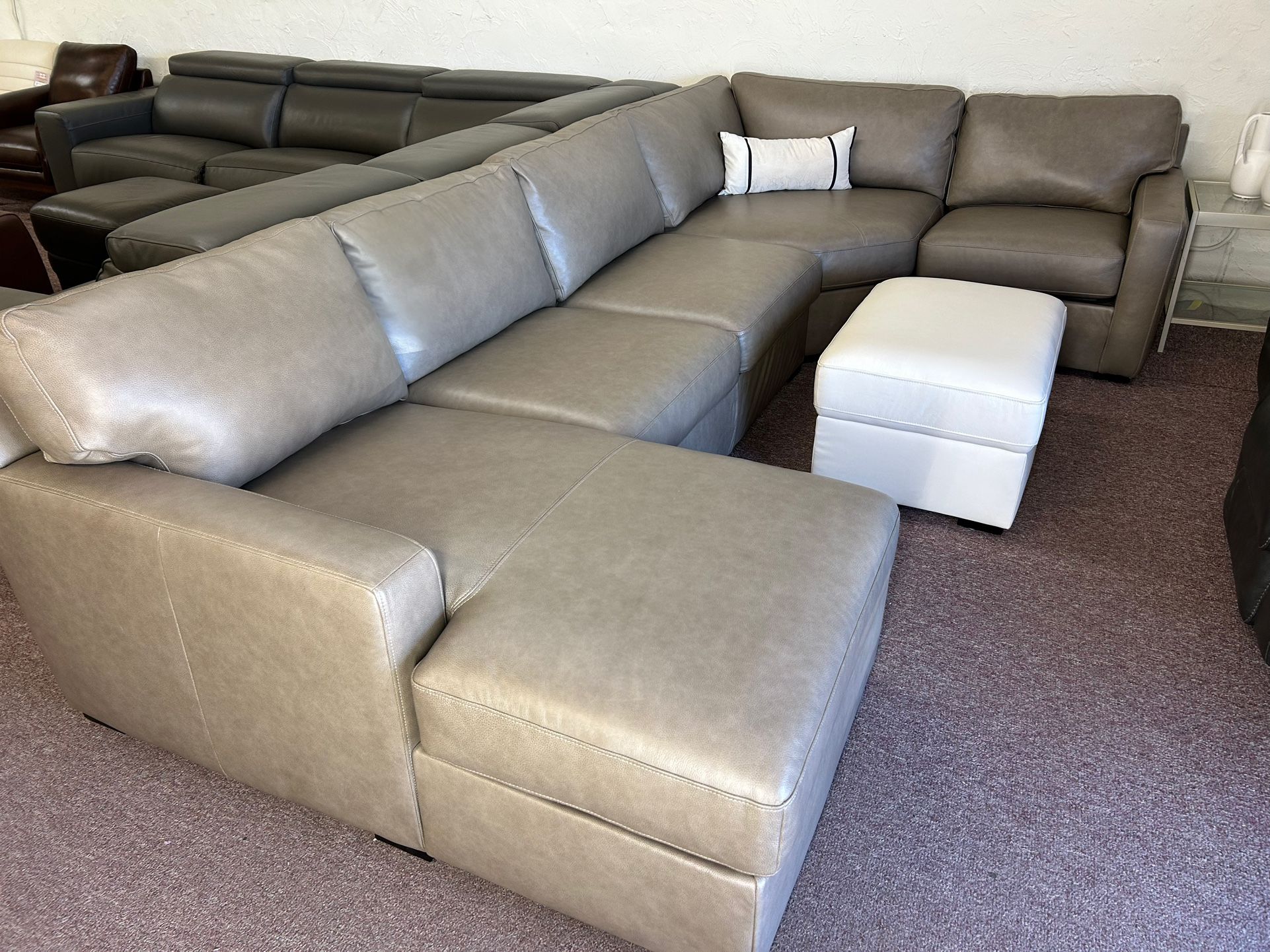 Furniture- 100% Real Top Grain Leather 4 Pc Sectional- Radley