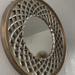 Round Decorative Mirror with Ornate Frame