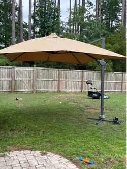 Large Tan Cantilever Patio Umbrella 13 ft