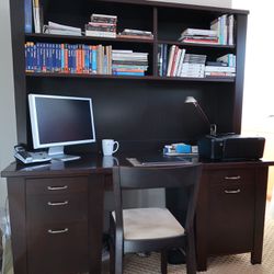 Handsome desk with matching hutch by Scandinavian Designs 