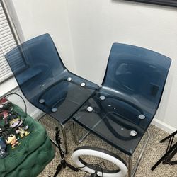 Two Clear Blue Dining Chairs!