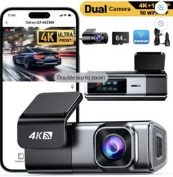 New Car Dash Cam Front and Rear, Dashcam 4K Front and 1080P Rear Camera
