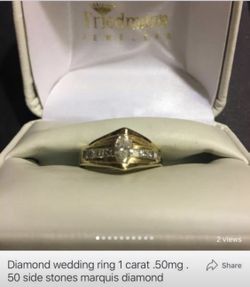 Marquis wedding ring 1 carat.50mg w50 side stones