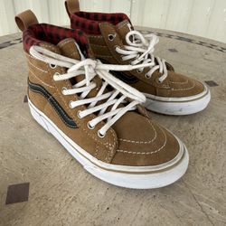 VANS Sk8-Hi MTE-1 Plaid Brown Skate Shoes YOUTH KIDS SIZE 13.5 
