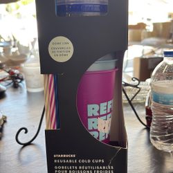 New!!! STARBUCKS Reusable Cold Cups With Dome Lids And Straws 
