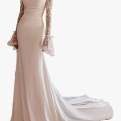 Satin White Wedding Dress 