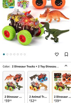  MOBIUS Toys Dinosaur Monster Trucks and Toy Dinosaurs for Boys  and Girls - Pull Back Friction Power Dino Cars w/Lights, Sounds, 360°  Rotation for Toddlers and Kids 3 4 5 6
